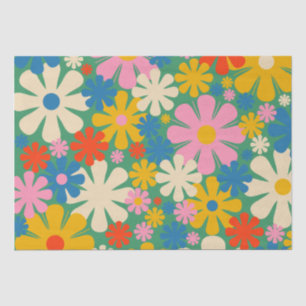 Papier Mousseline Motif floral rétro et coloré