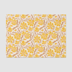 Papier Mousseline Motif floral rétro jaune