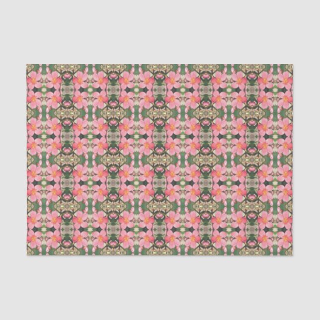 Papier Mousseline Motif floral rose (Recto)