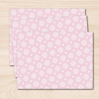 Papier Mousseline Motif Floral Rose Et Blanc