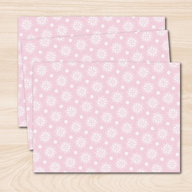 Papier Mousseline Motif Floral Rose Et Blanc (Créateur téléchargé)