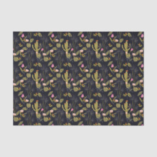 Papier Mousseline Motif foncé de cactus de nuit d'été