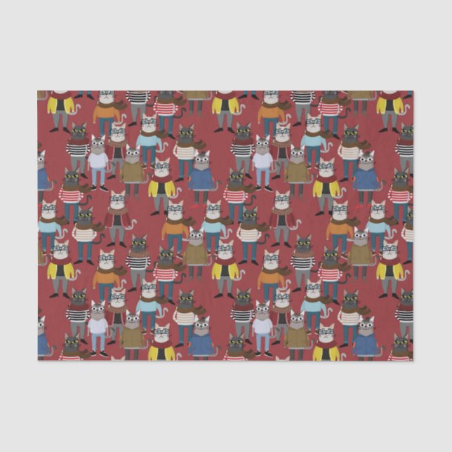 Papier Mousseline Motif frais de chat de hippie (Recto)