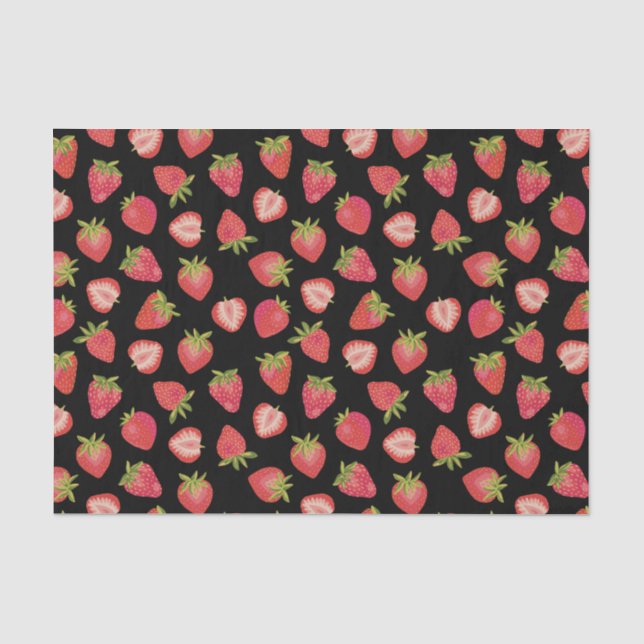 Papier Mousseline Motif fraise (Recto)