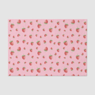 Papier Mousseline Motif fraise rose