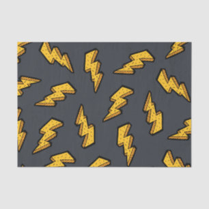 Papier Mousseline Motif Fun Yellow Grey Lightning