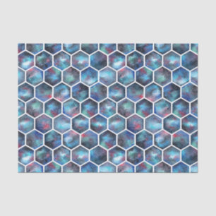 Papier Mousseline Motif Galaxy Hexagon en bleu profond de l'espace