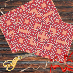 Papier Mousseline Motif géométrique arabe de Bohême rouge
