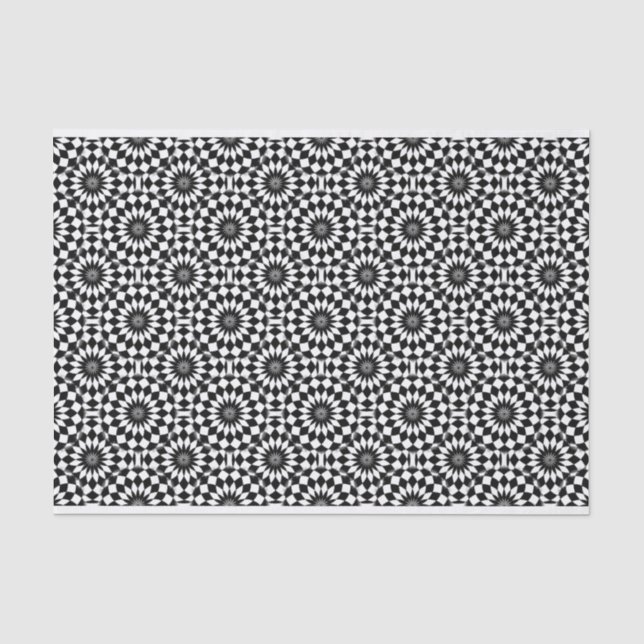 Papier Mousseline Motif géométrique blanc noir chic d'illusion (Recto)