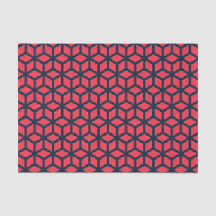 Papier Mousseline Motif géométrique bleu rose foncé