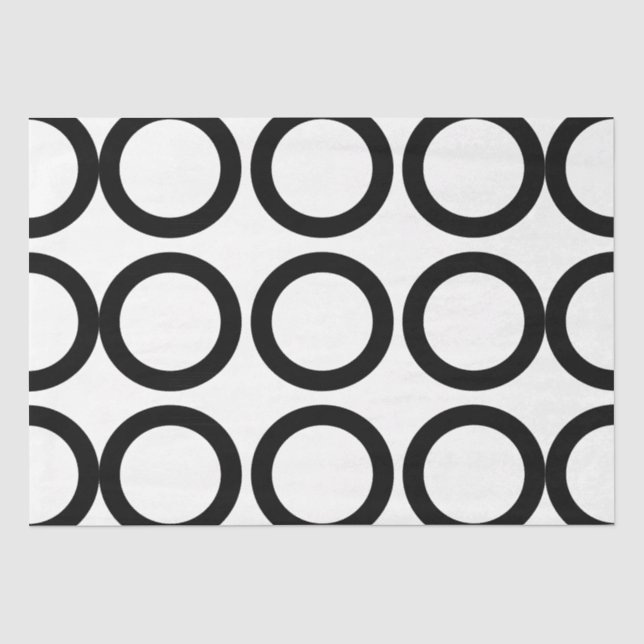 Papier Mousseline Motif géométrique Cercle noir et blanc (Recto)
