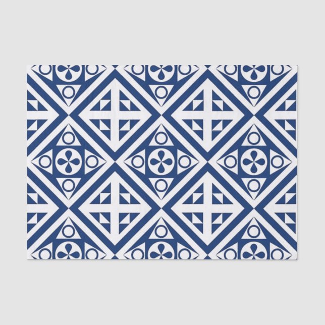 Papier Mousseline Motif géométrique de bloc bleu foncé (Recto)