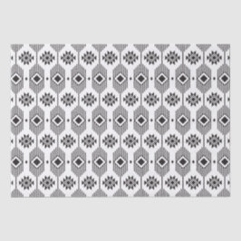 Papier Mousseline Motif géométrique ikat noir et blanc