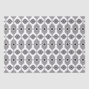Papier Mousseline Motif géométrique ikat noir et blanc
