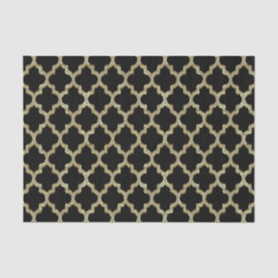 Papier Mousseline Motif géométrique Ikat noir et or