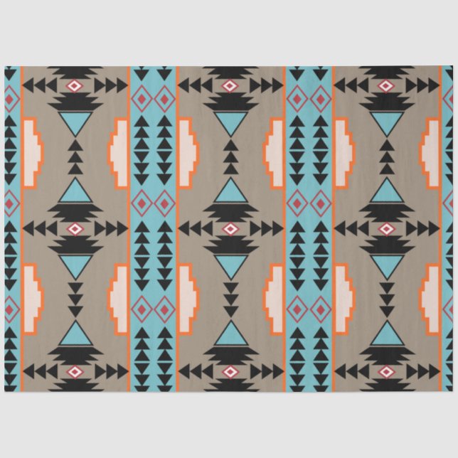 Papier Mousseline Motif géométrique mexicain Aztec (Recto)