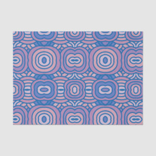 Papier Mousseline Motif géométrique rétro en bleu et rose