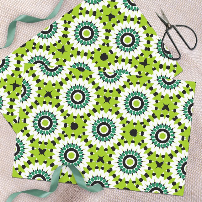 Papier Mousseline Motif géométrique tendance Lime Green Blanc et noi (Créateur téléchargé)