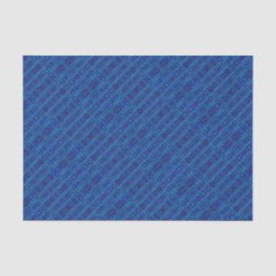 Papier Mousseline motif géométrique transparent, tissé saphir bleu
