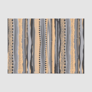 Papier Mousseline Motif géométrique tribal noir et jaune