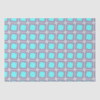 Papier Mousseline Motif géométrique turquoise et gris