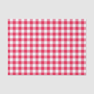 Papier Mousseline Motif Gingham Rouge et Blanc Classique Rustique