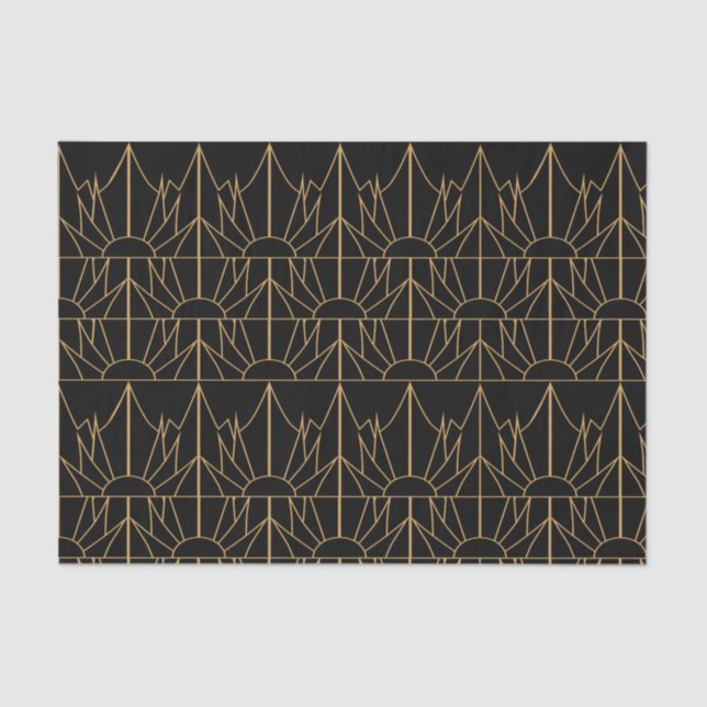 Papier Mousseline Motif Gold et Black Art Déco (Recto)