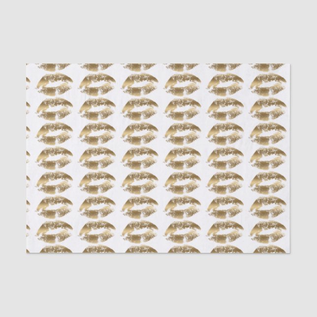 Papier Mousseline Motif Gold Lips (Recto)