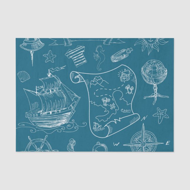 Papier Mousseline Motif graphique nautique de modèle (Recto)