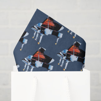 Papier Mousseline Motif gris bleu piano à l'aquarelle élégant