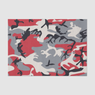 Papier Mousseline Motif gris rouge de camouflage de Camo