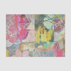 Papier Mousseline Motif grunge floral d'art