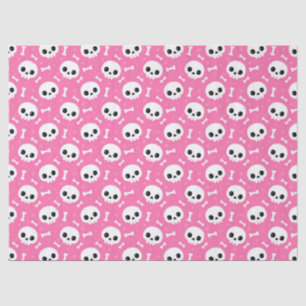 Papier Mousseline Motif Halloween Crâne et Os Rose Mignon
