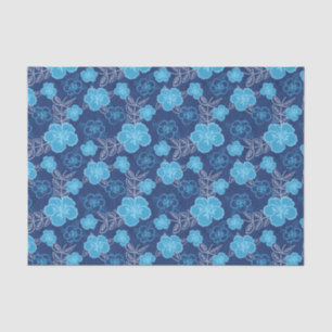Papier Mousseline Motif hawaïen bleu de ketmie
