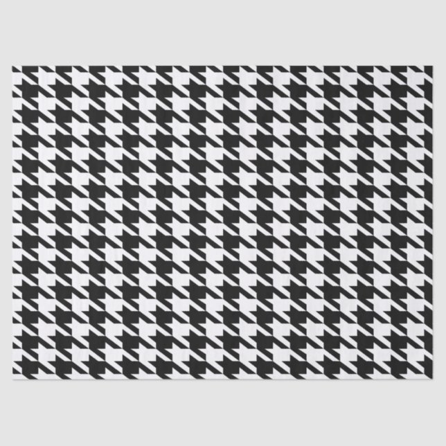 Papier Mousseline Motif Houndstooth noir et blanc (Recto)