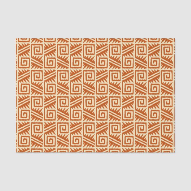 Papier Mousseline Motif Ikat Aztec - Mandarin et orange clair (Recto)