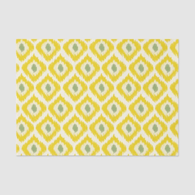 Papier Mousseline Motif Ikat Diamant Jaune (Recto)