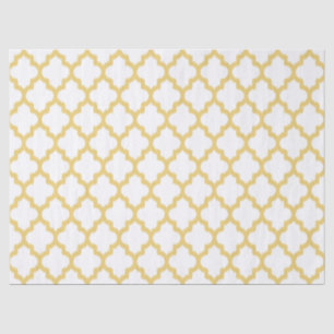 Papier Mousseline Motif Ikat Pail jaune et blanc