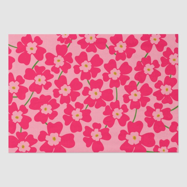 Papier Mousseline Motif Imaginaire rose magenta (Recto)