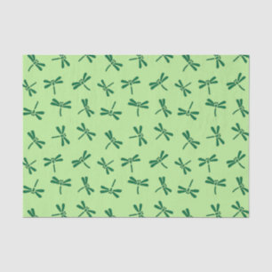 Papier Mousseline Motif japonais de libellules, Jade vert clair