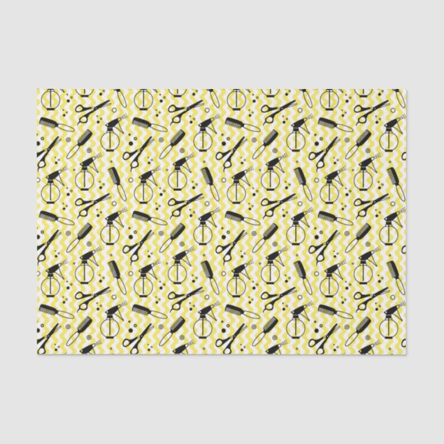 Papier Mousseline Motif jaune d'outil de coiffeur (Recto)