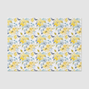 Papier Mousseline Motif jaune et bleu d'aquarelle