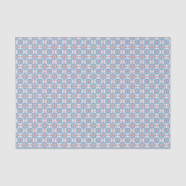 Papier Mousseline Motif Kaleidoscope bleu (Recto)