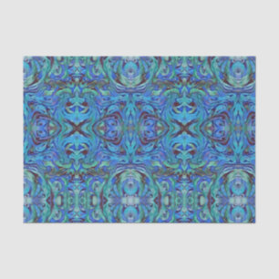 Papier Mousseline Motif Kaleidoscope en Blues Cool Turquoise et vert