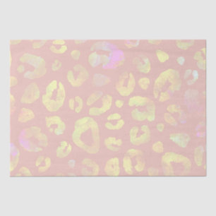 Papier Mousseline Motif léopard rose métallique