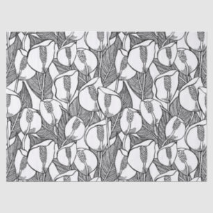 Papier Mousseline Motif Lily De Paix Noir Et Blanc