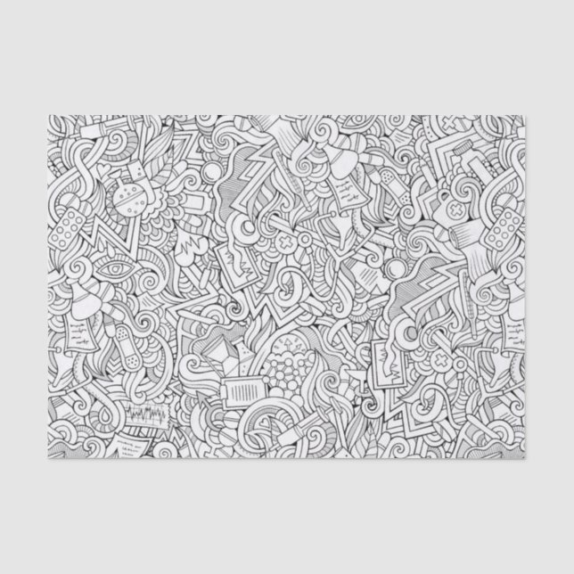 Papier Mousseline Motif Médicale de B&W (Recto)