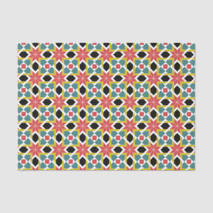 Papier Mousseline Motif médiéval rouge vert noir Croix de paille