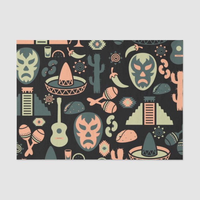 Papier Mousseline Motif mexicain (Recto)