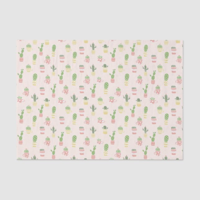Papier Mousseline Motif mignon de cactus (Recto)